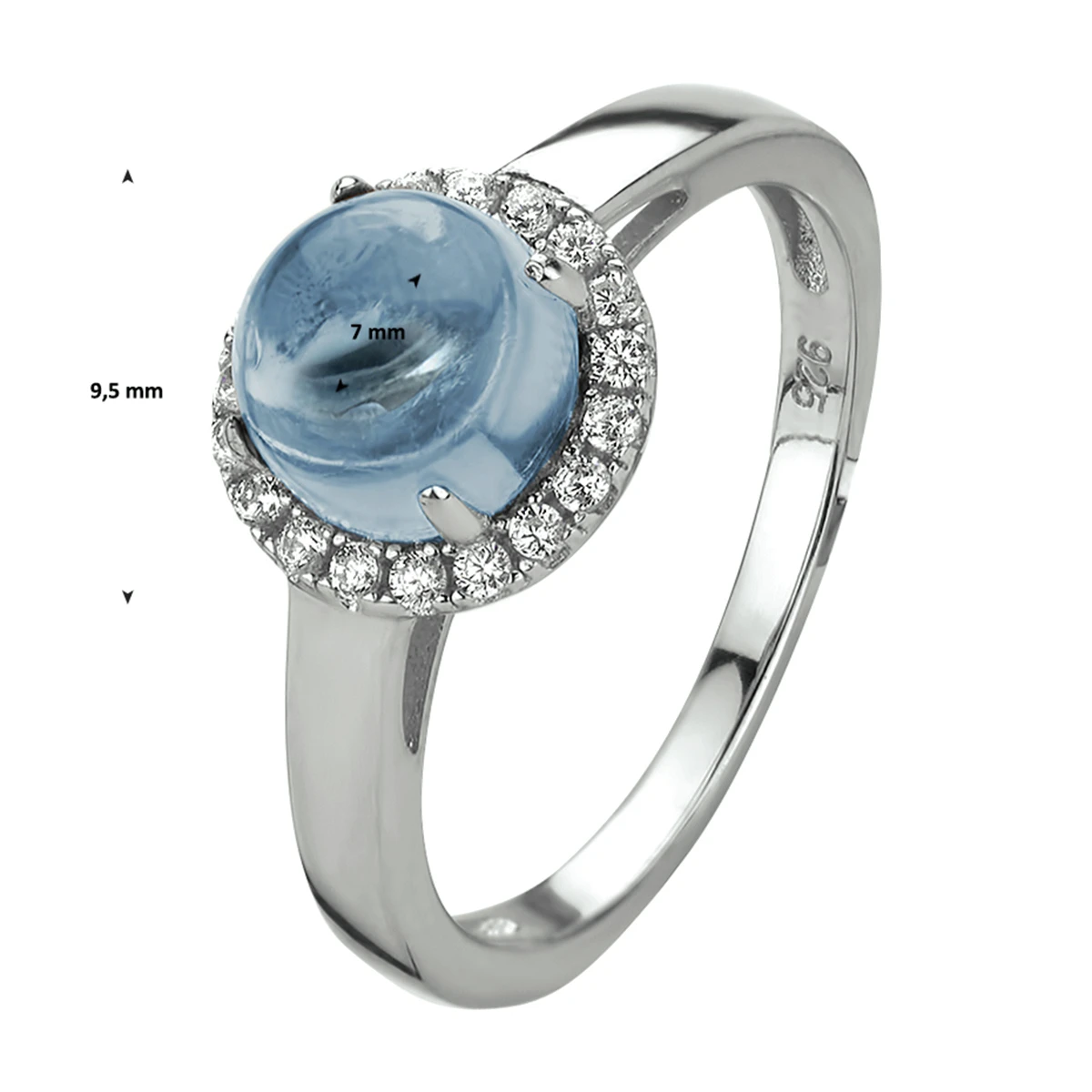 ring london blue topaas en zirkonia zilver gerhodineerd