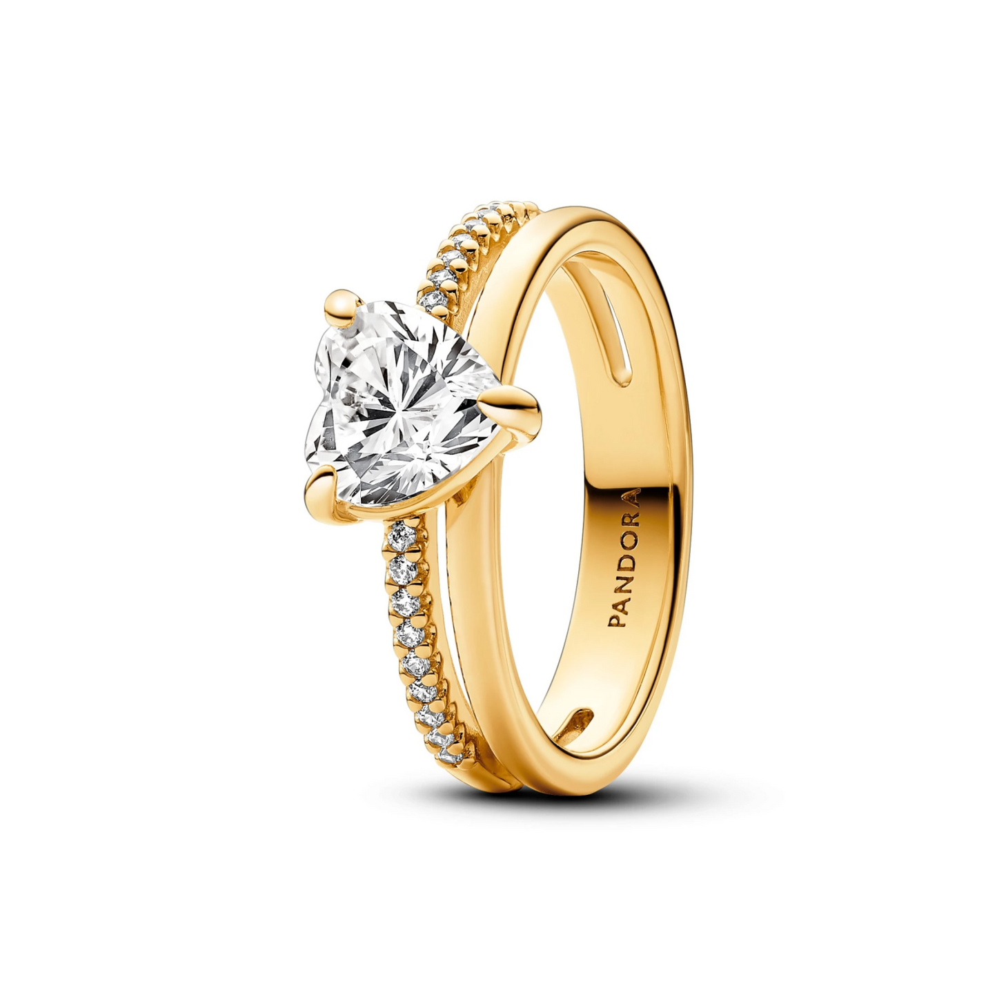 Ring met dubbele band en hart