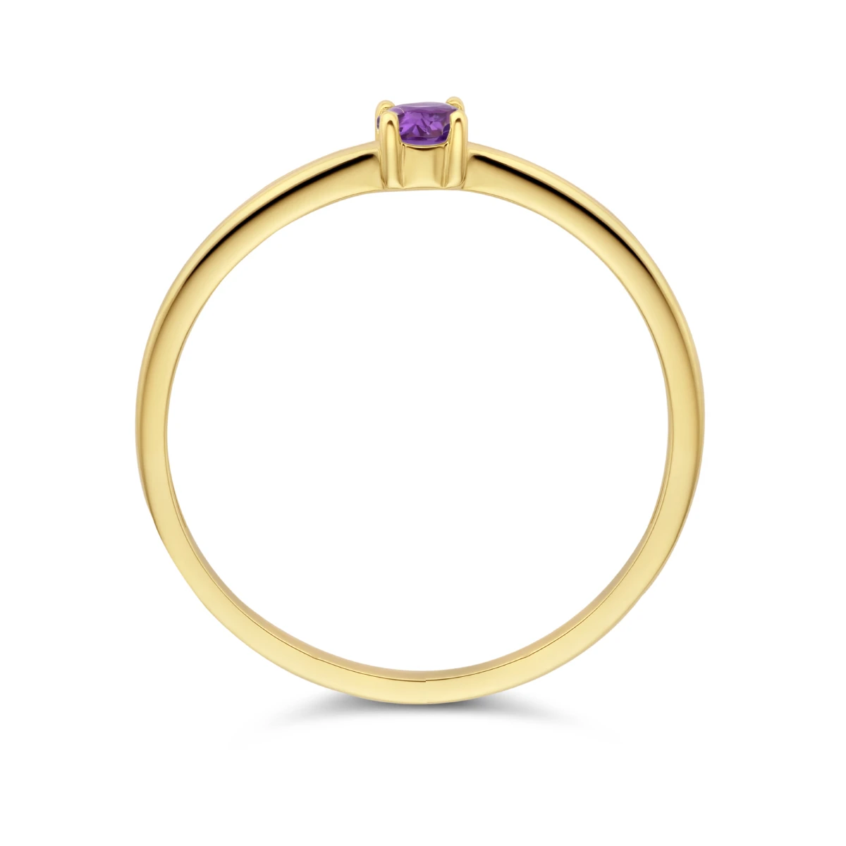 ring met geboortesteen amethist februari 14K geelgoud