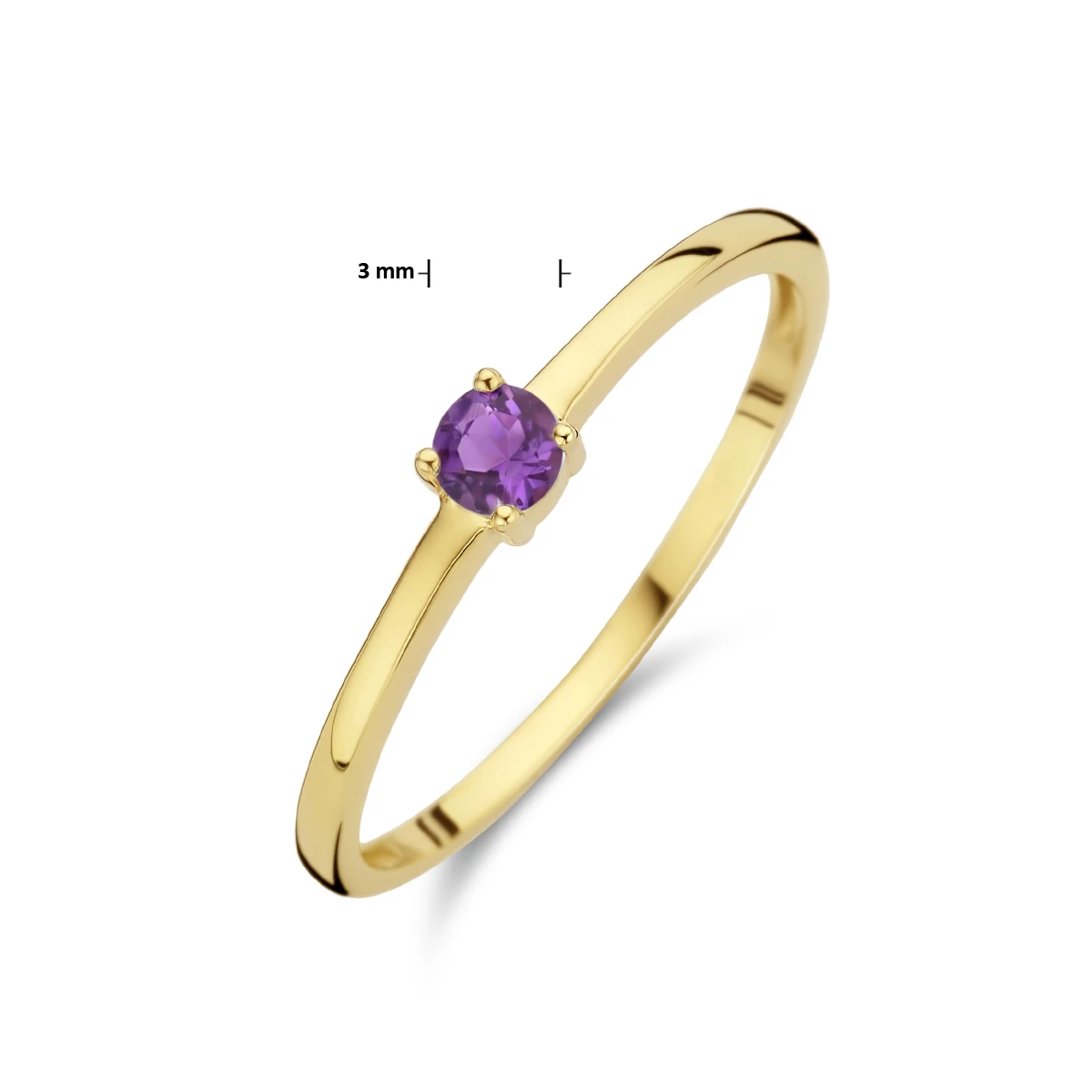 ring met geboortesteen amethist februari 14K geelgoud