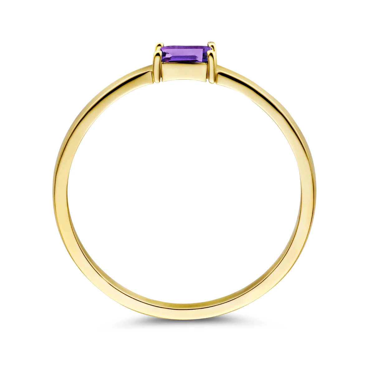 ring met geboortesteen amethist februari 14K geelgoud