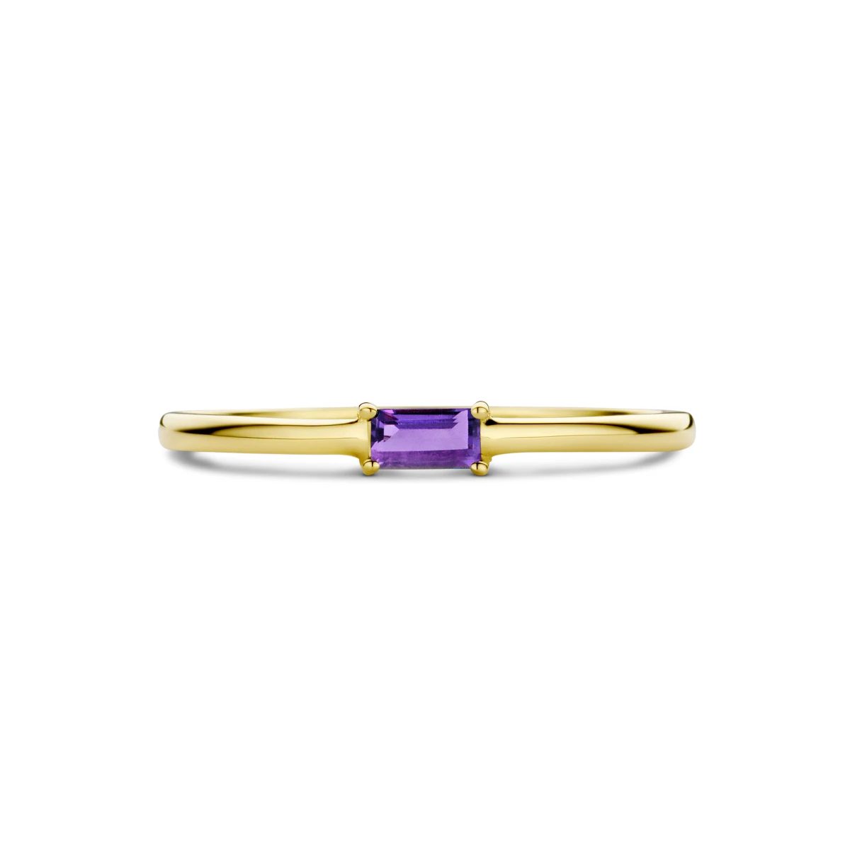 ring met geboortesteen amethist februari 14K geelgoud