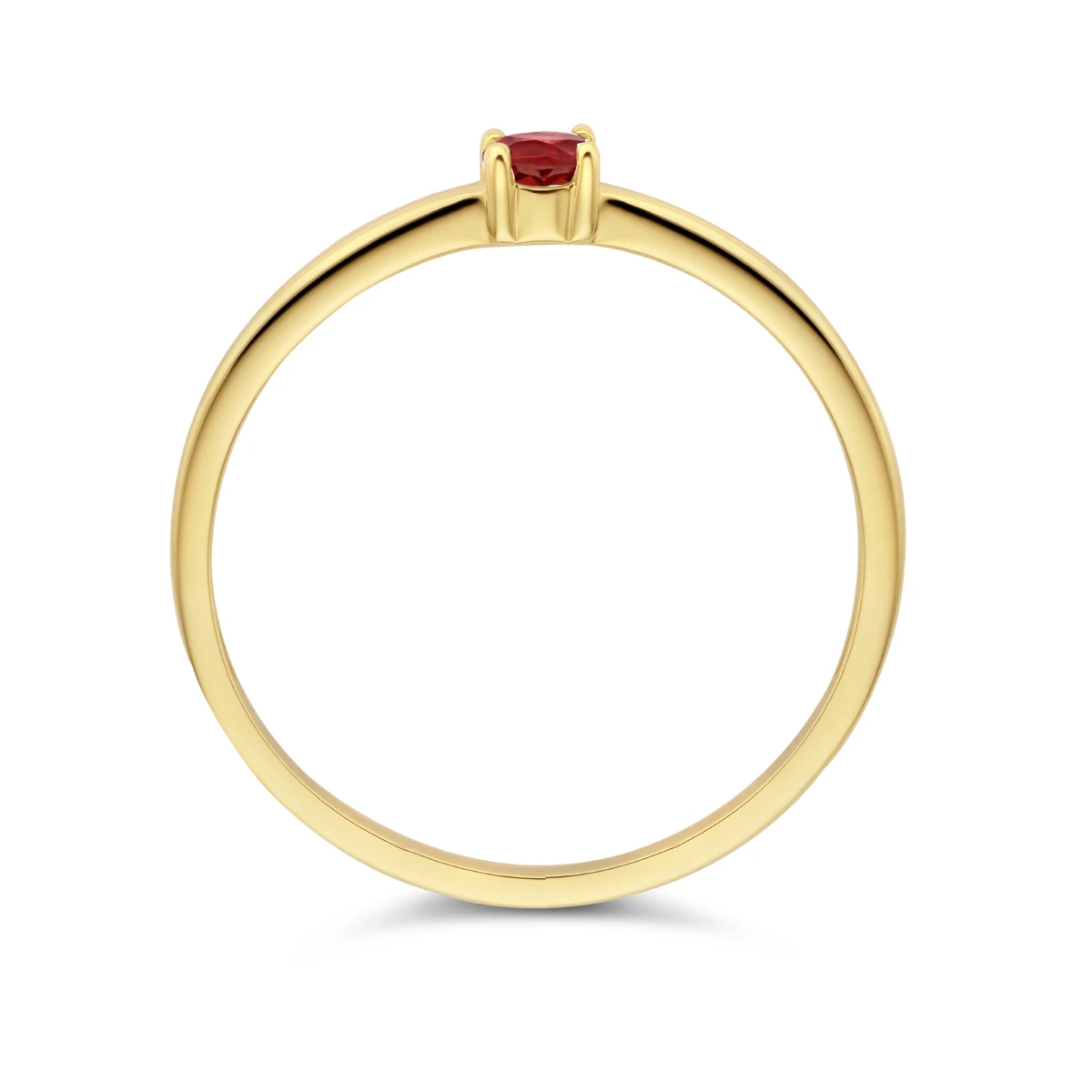 ring met geboortesteen granaat januari 14K geelgoud