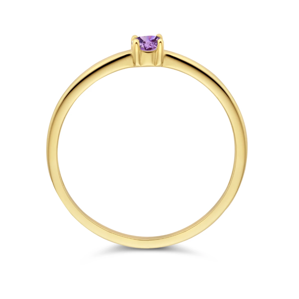 ring met geboortesteen lichtpaars amethist juni 14K geelgoud