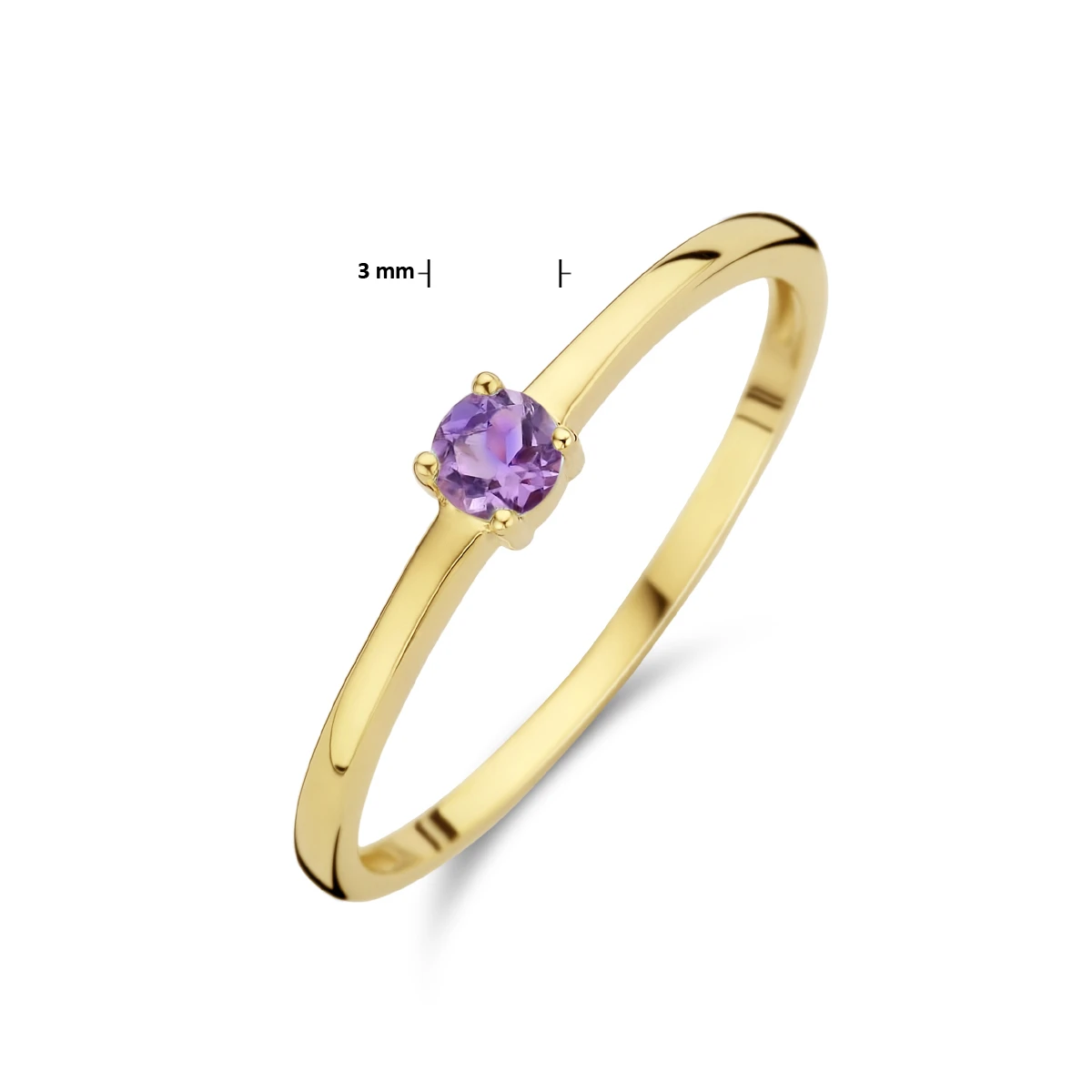 ring met geboortesteen lichtpaars amethist juni 14K geelgoud