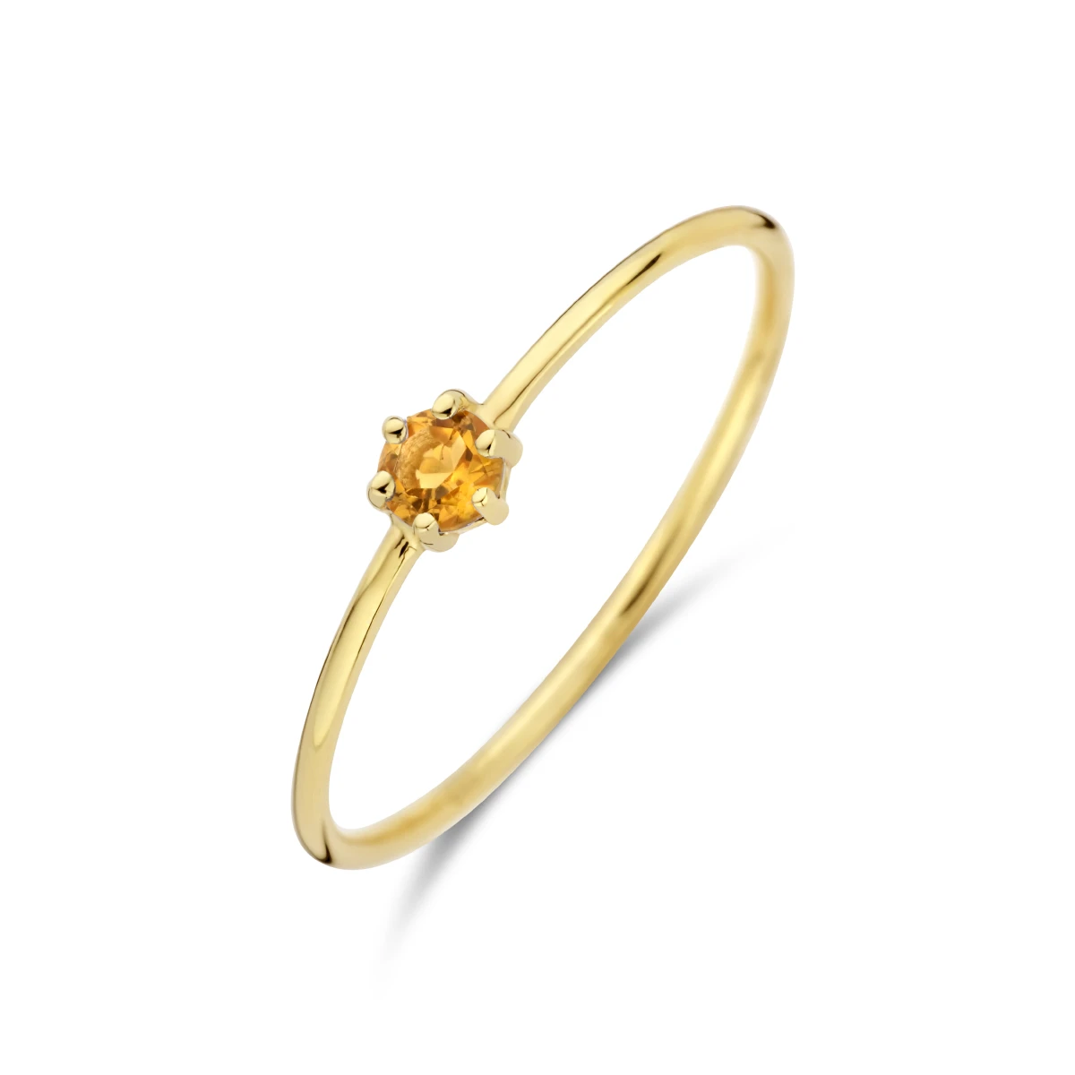 ring met geboortesteen november citrien 14K geelgoud