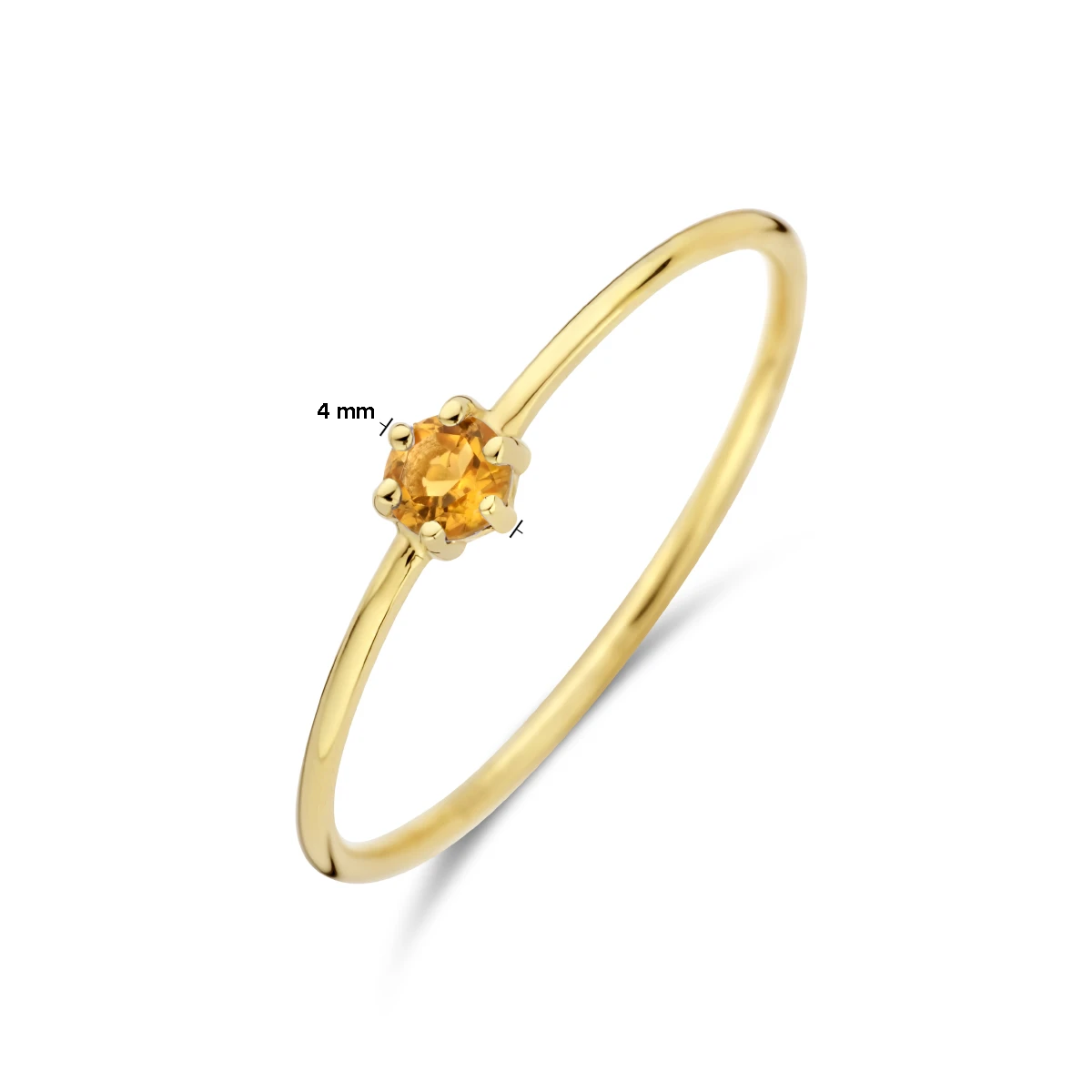 ring met geboortesteen november citrien 14K geelgoud
