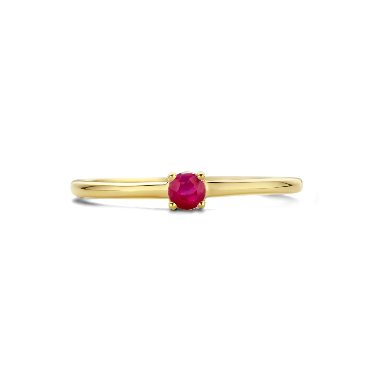 ring met geboortesteen robijn juli 14K geelgoud