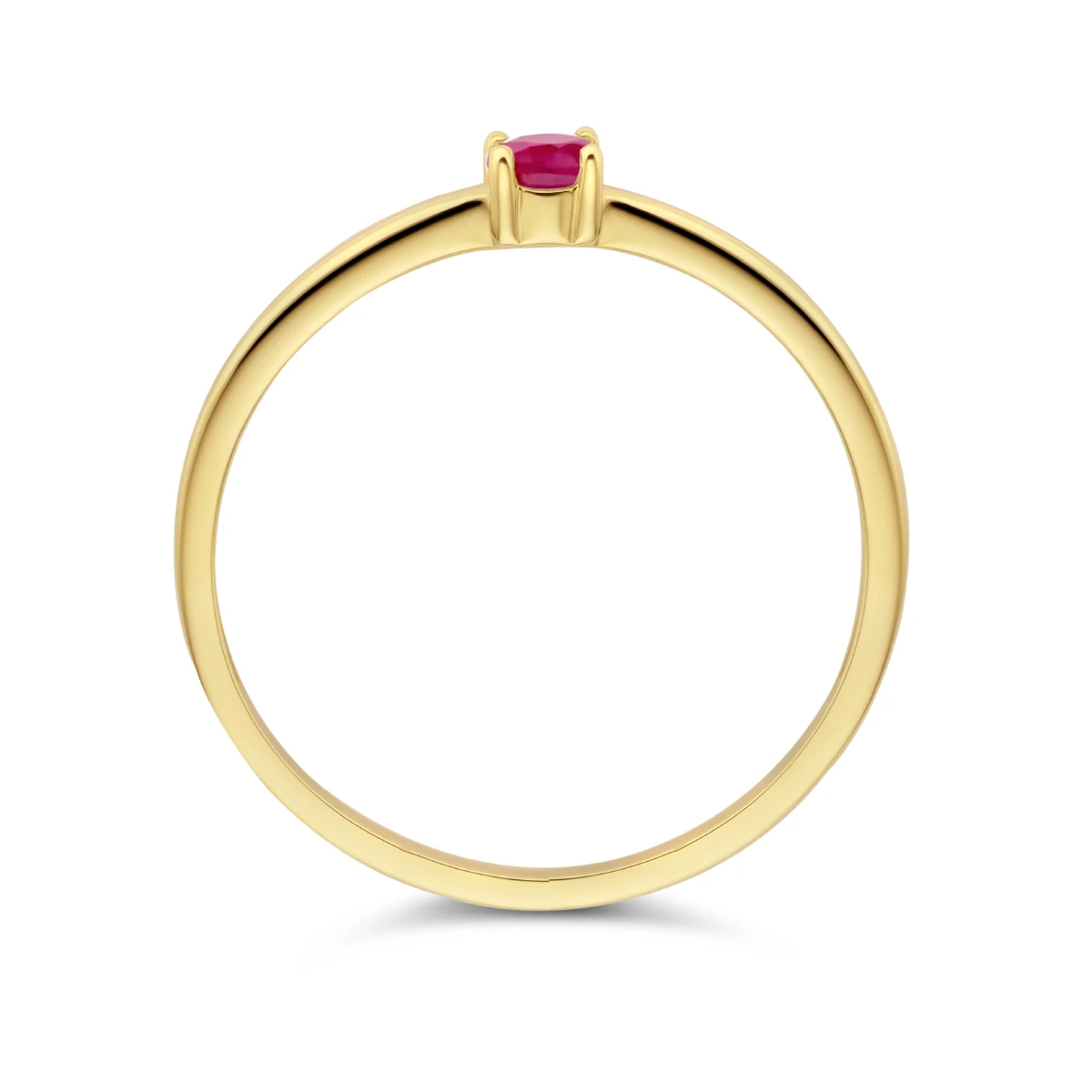 ring met geboortesteen robijn juli 14K geelgoud