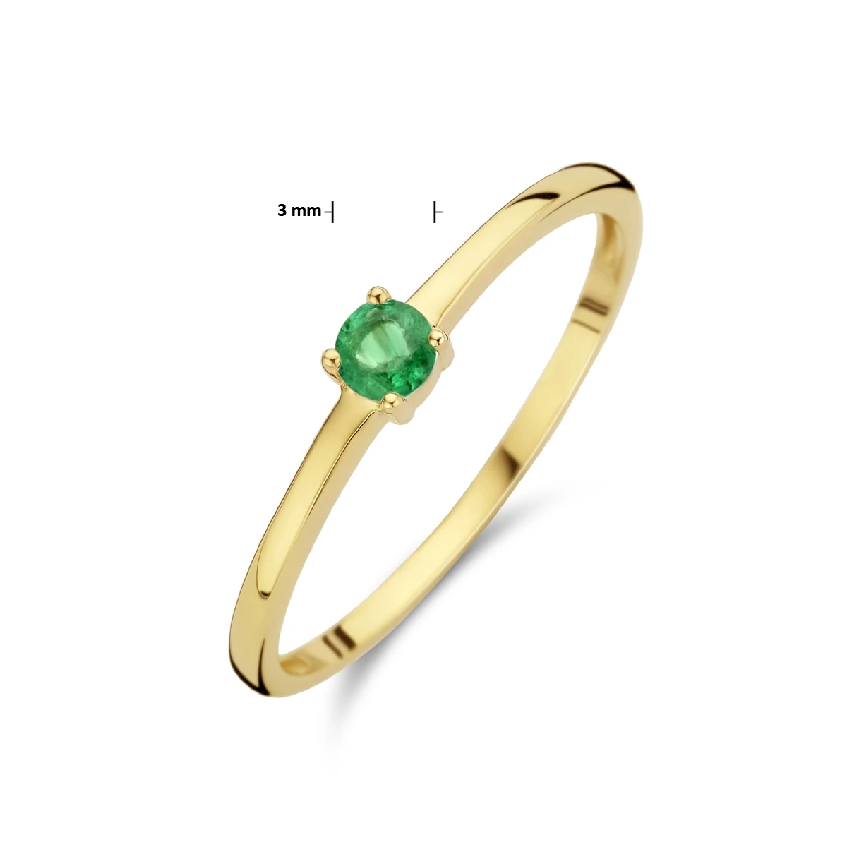 ring met geboortesteen smaragd mei 14K geelgoud