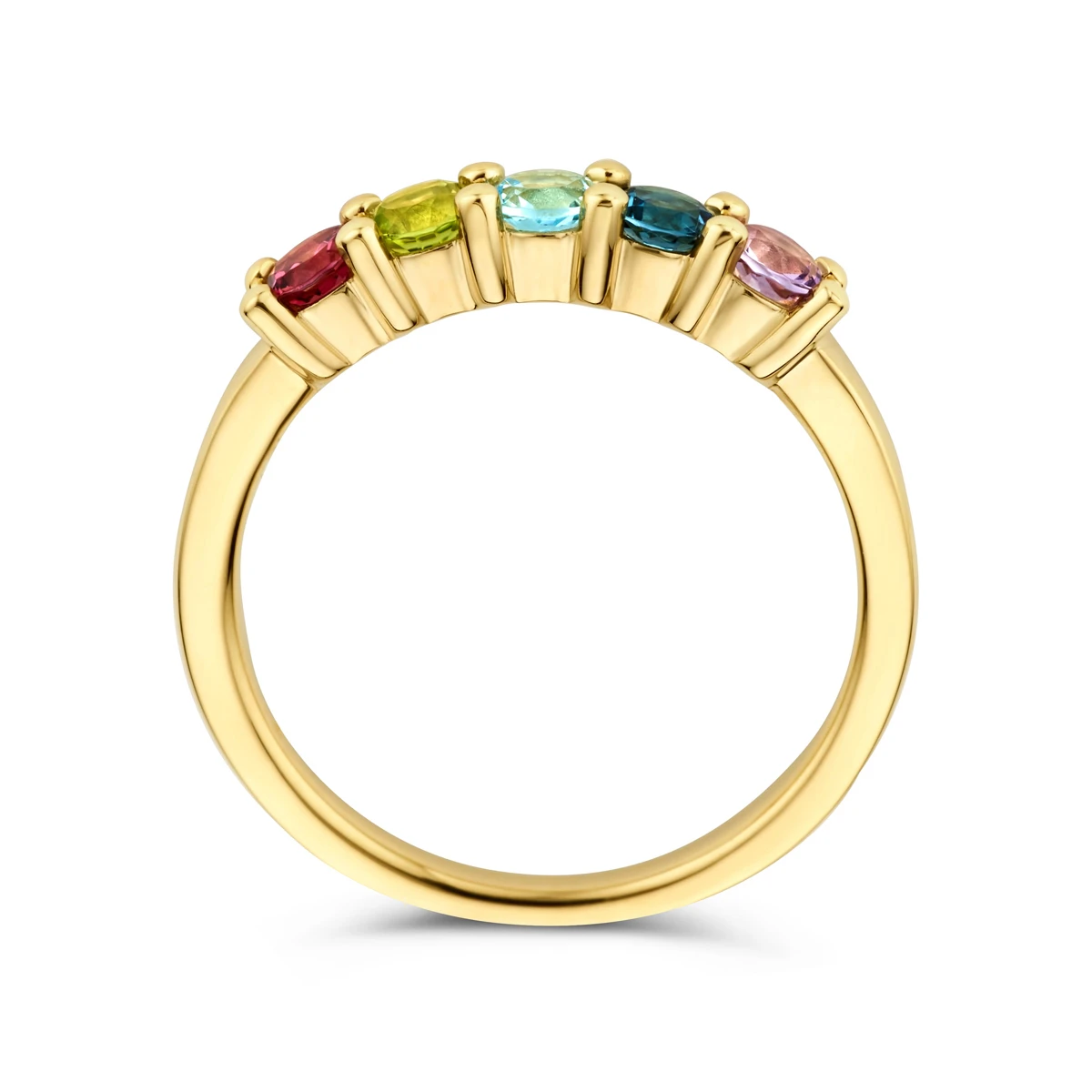 ring natuurlijke kleurstenen 14K geelgoud