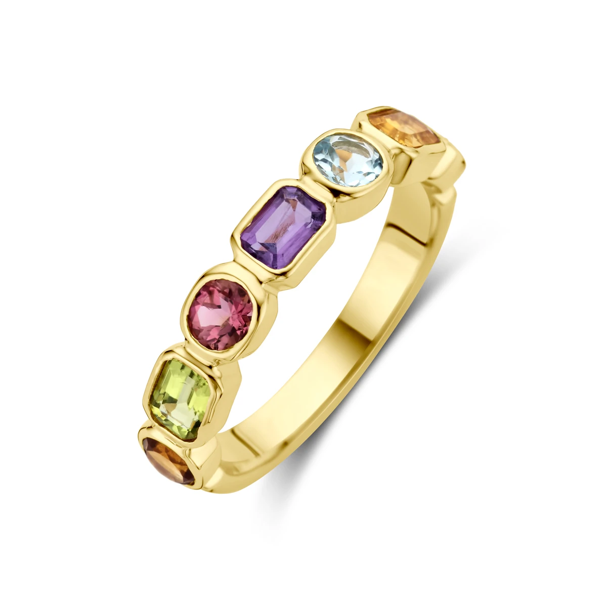 ring natuurlijke kleurstenen 14K geelgoud