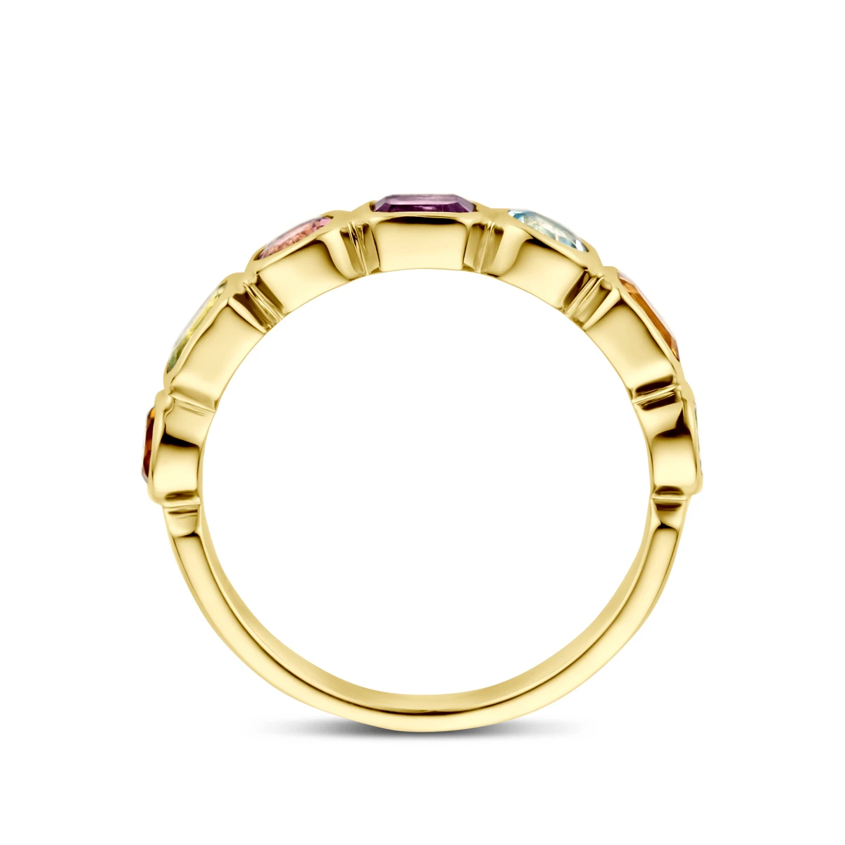 ring natuurlijke kleurstenen 14K geelgoud