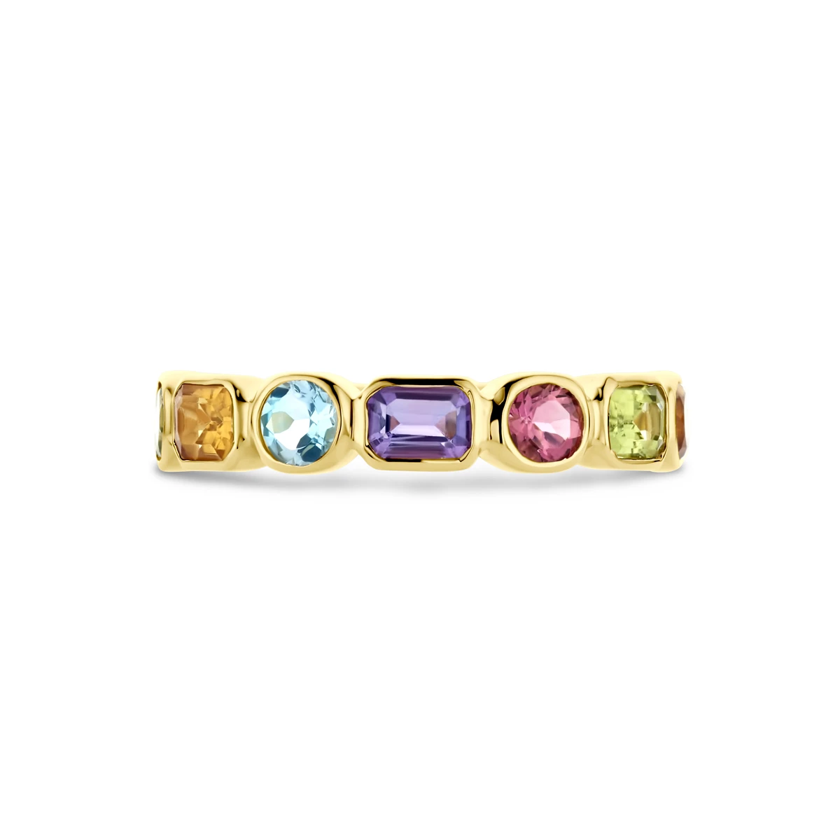 ring natuurlijke kleurstenen 14K geelgoud