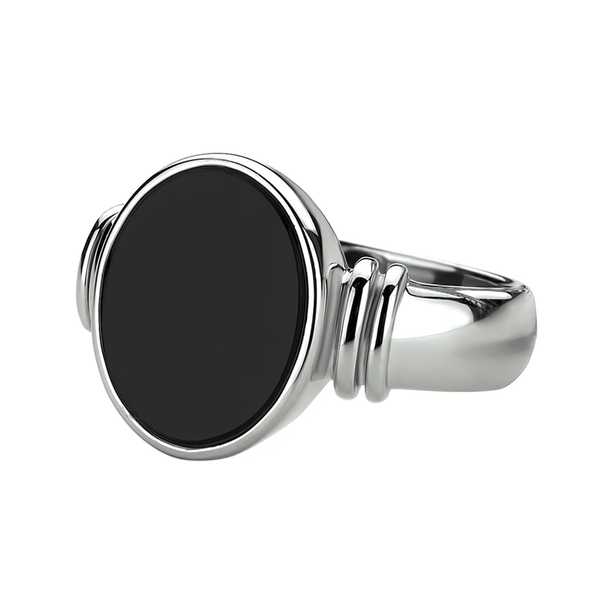 ring onyx zilver gerhodineerd