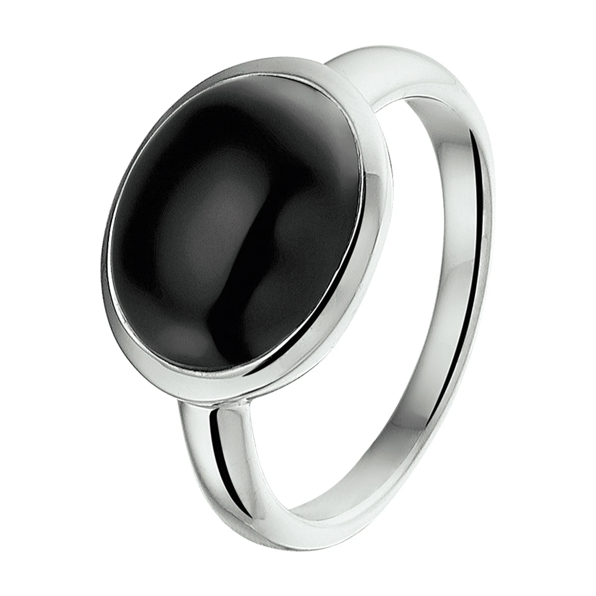 ring onyx zilver gerhodineerd