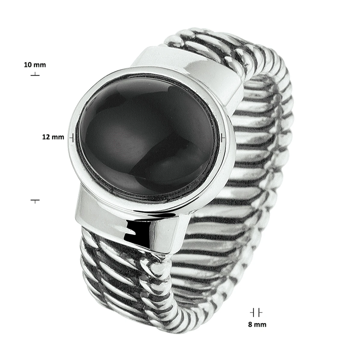 ring oxi en onyx zilver geoxideerd
