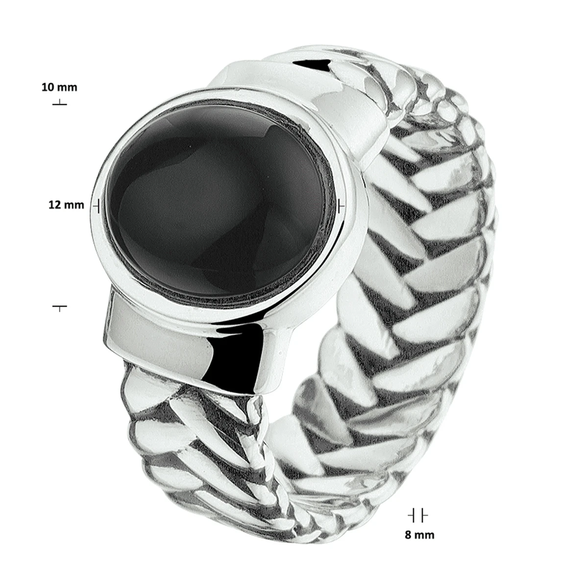 ring oxi en onyx zilver geoxideerd