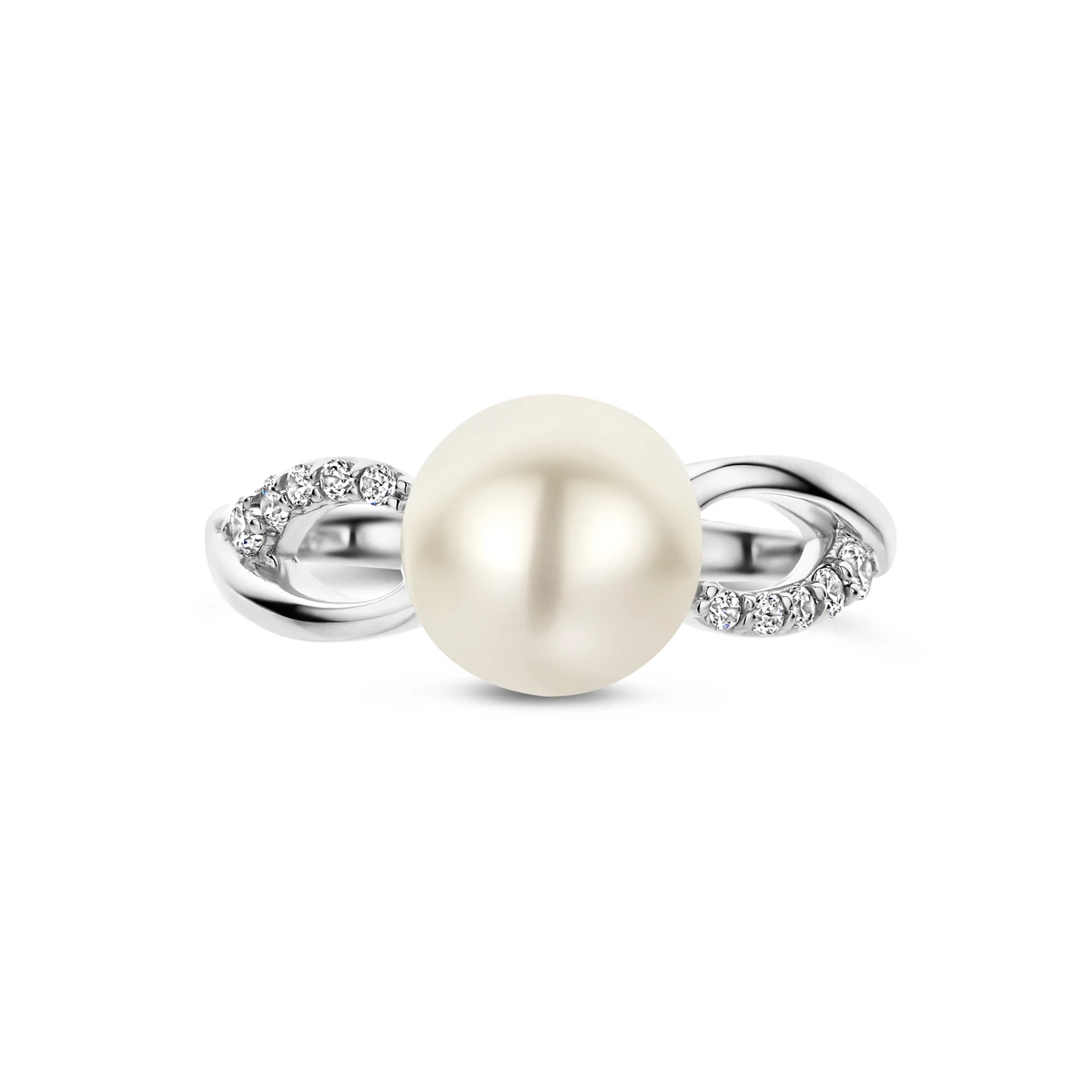 ring parel en zirkonia zilver gerhodineerd
