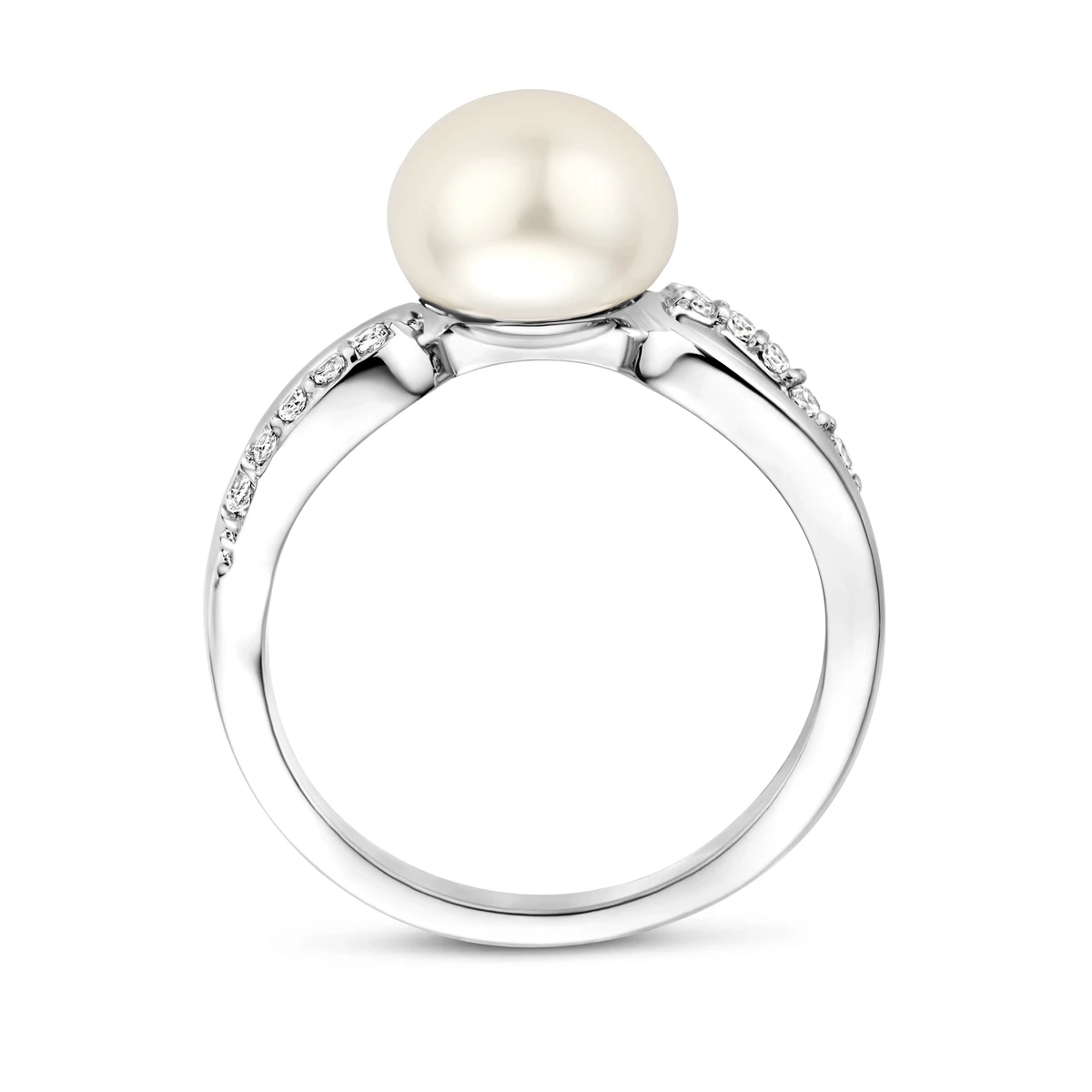 ring parel en zirkonia zilver gerhodineerd