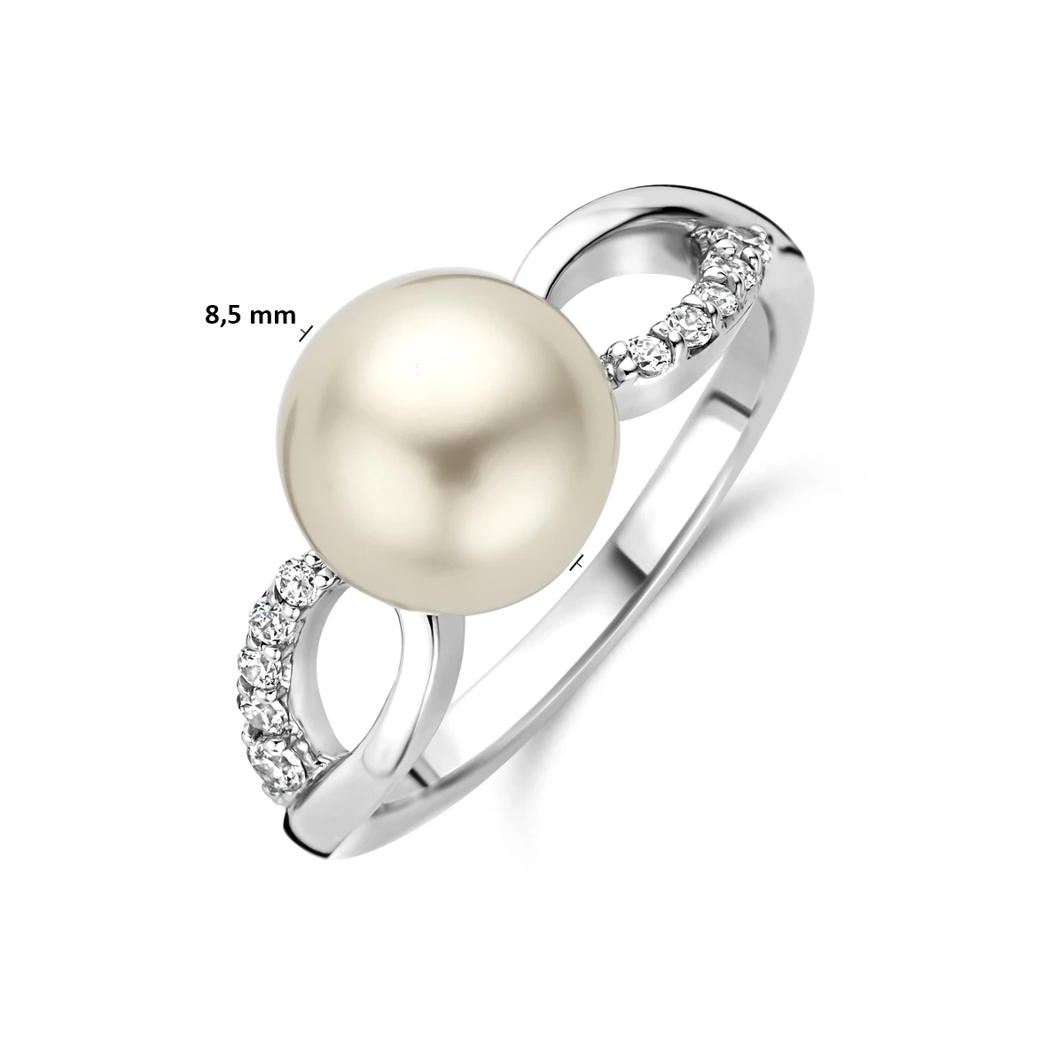 ring parel en zirkonia zilver gerhodineerd