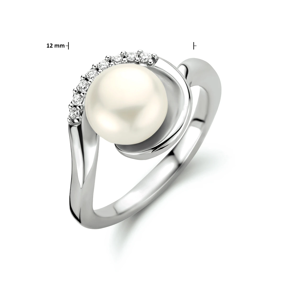 ring parel en zirkonia zilver gerhodineerd