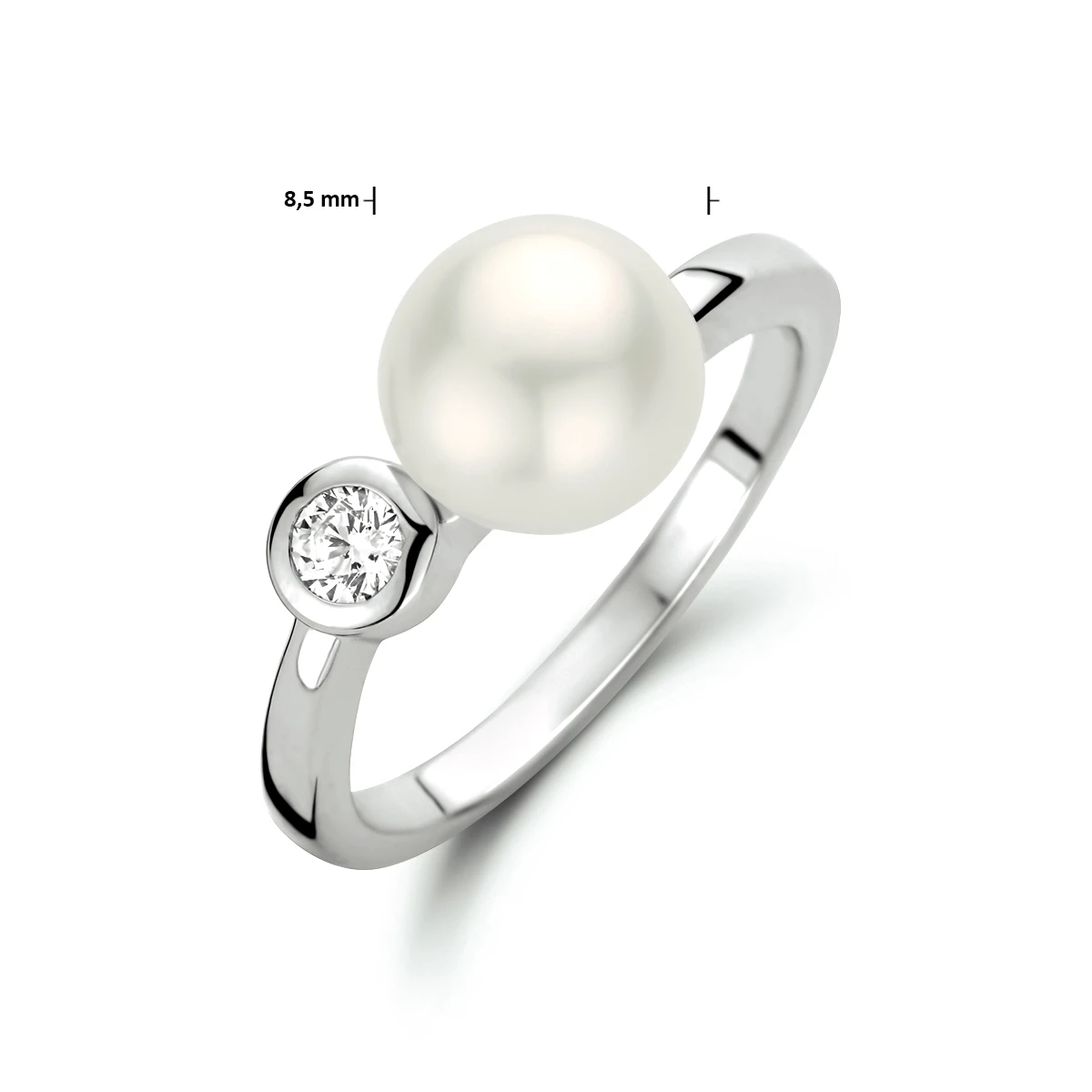 ring parel en zirkonia zilver gerhodineerd