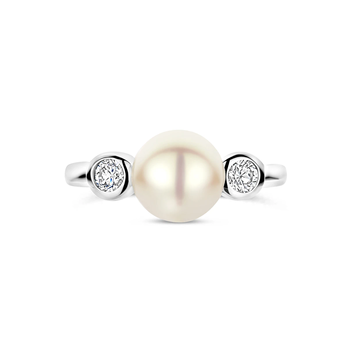 ring parel en zirkonia zilver gerhodineerd