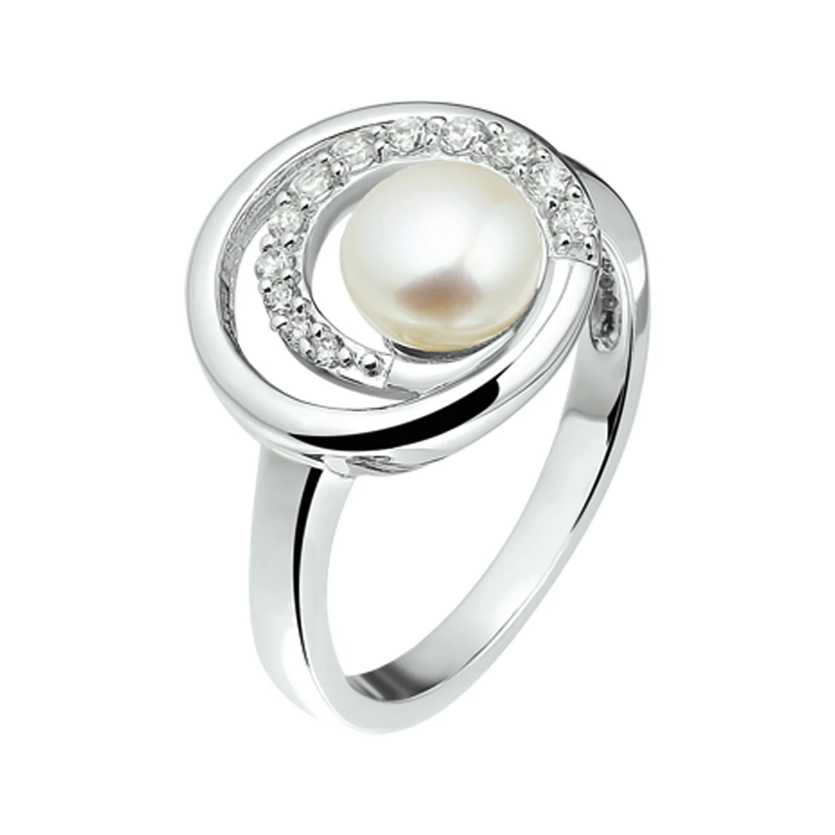 ring parel en zirkonia zilver gerhodineerd