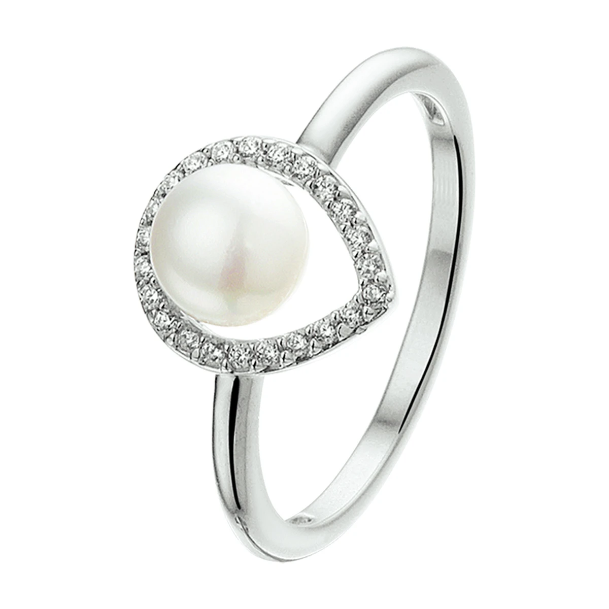 ring parel en zirkonia zilver gerhodineerd