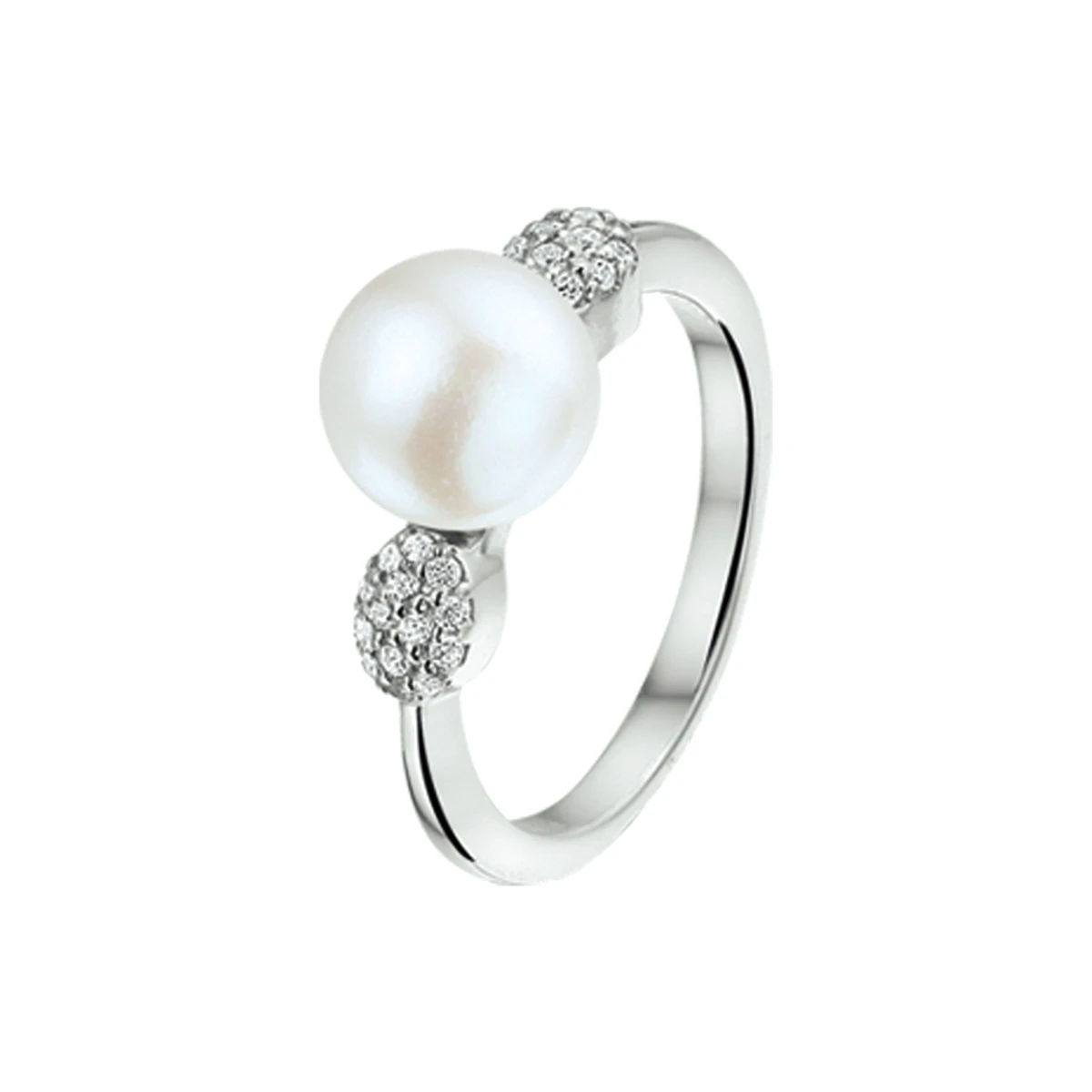 ring parel en zirkonia zilver gerhodineerd
