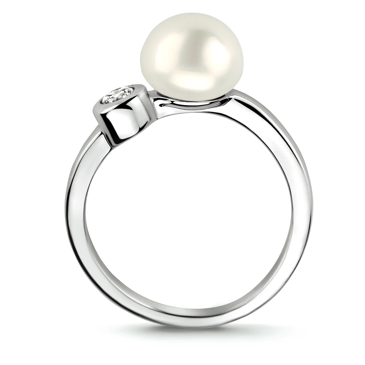 ring parel en zirkonia zilver gerhodineerd