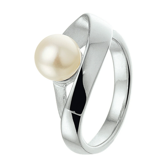 ring parel poli/mat zilver gerhodineerd
