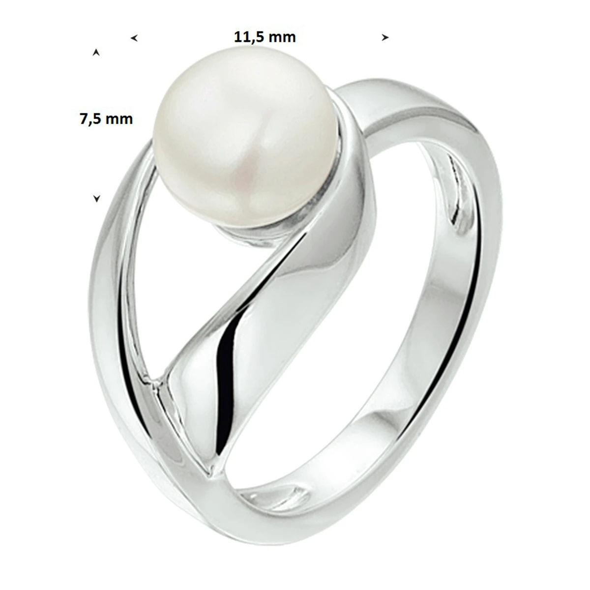 ring parel zilver gerhodineerd