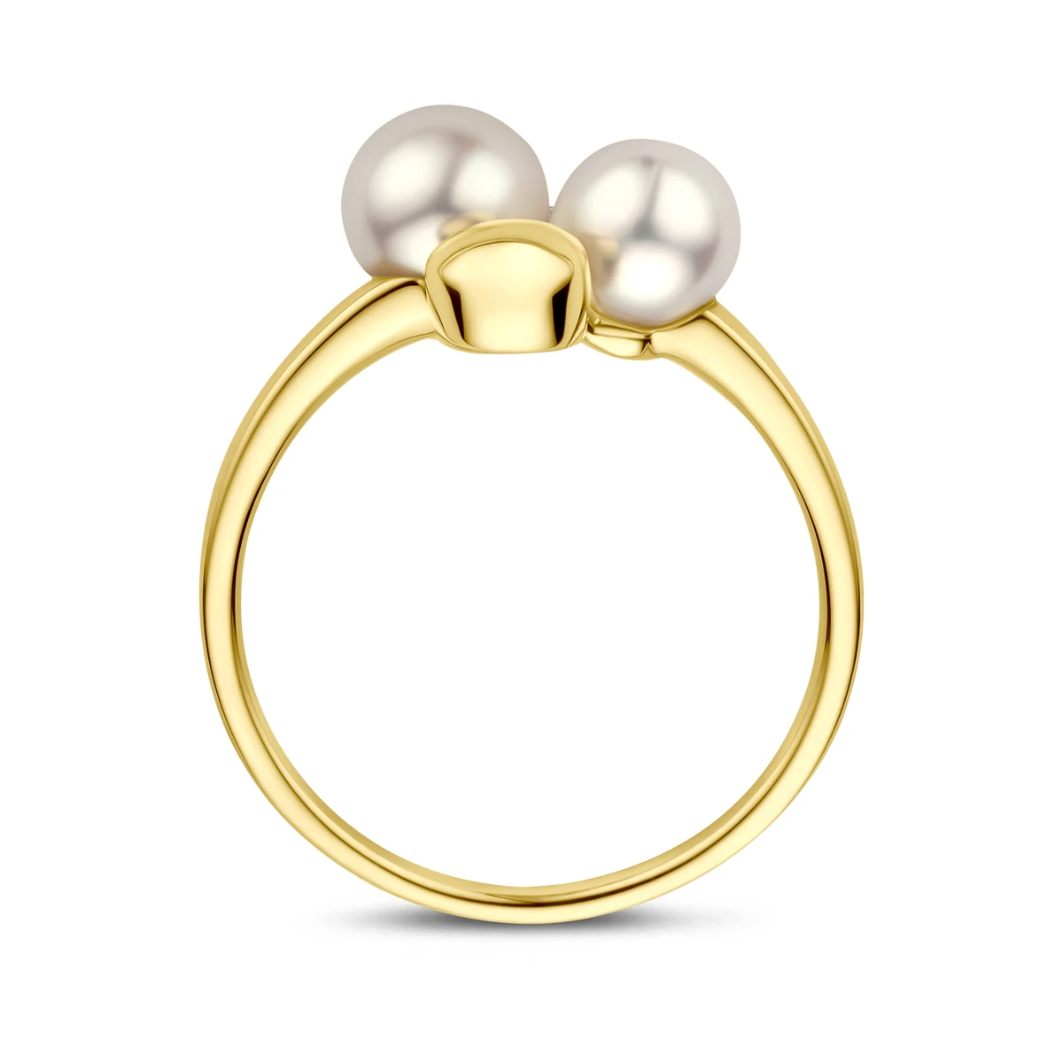 ring parels en diamant 0.02ct h si 14K geelgoud