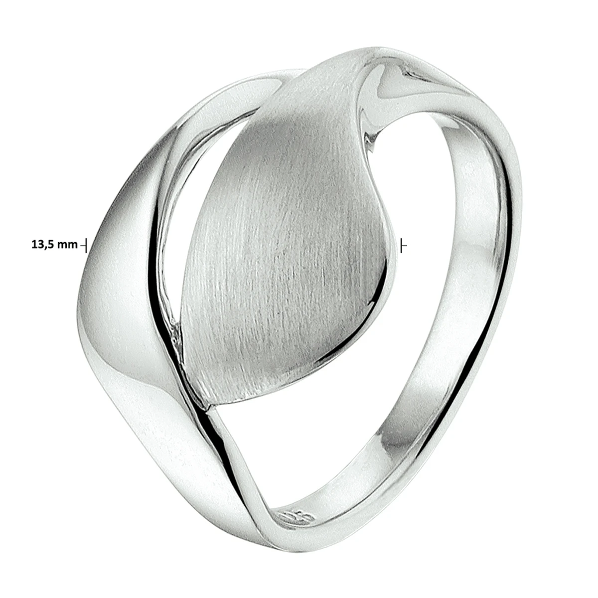 ring poli/mat zilver gerhodineerd