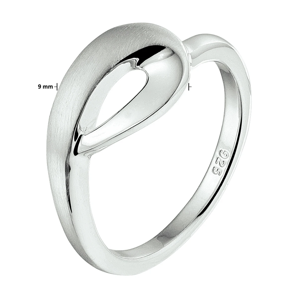 ring poli/mat zilver gerhodineerd