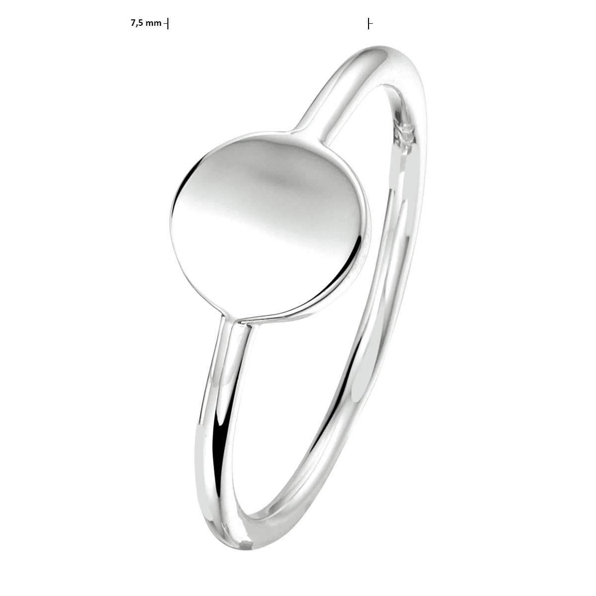 ring rondje zilver gerhodineerd