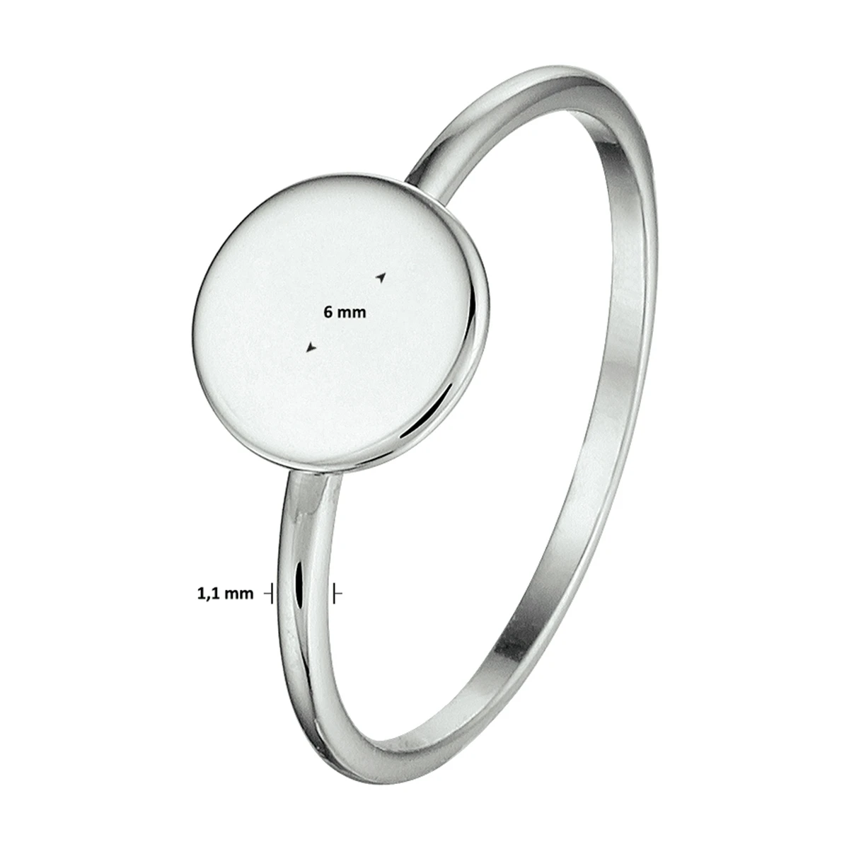 ring rondje zilver gerhodineerd