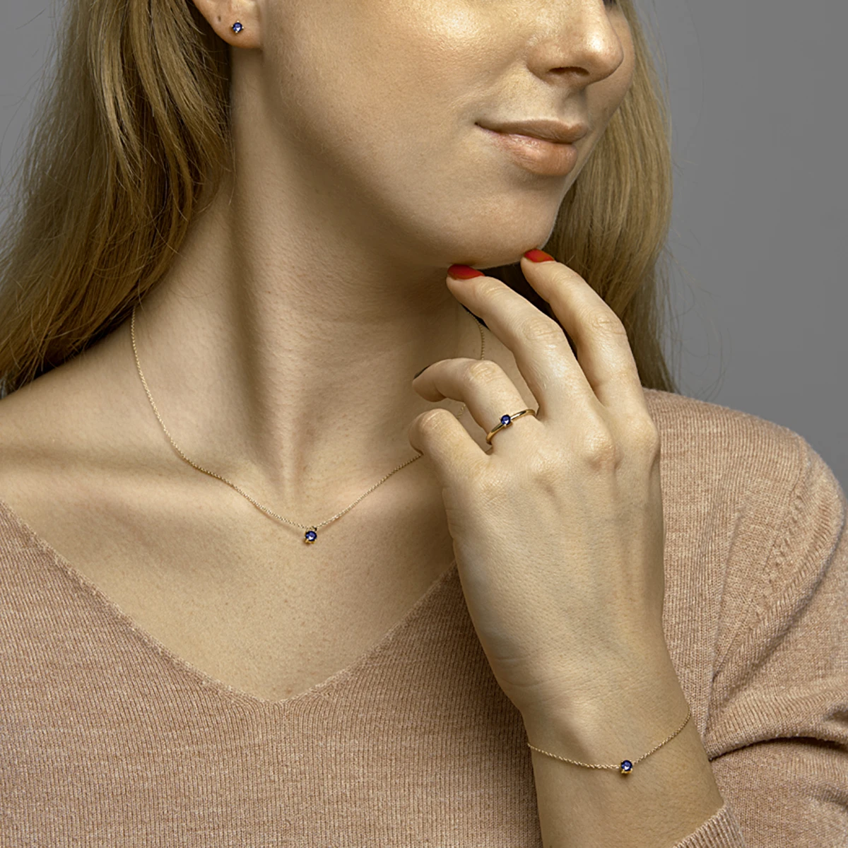 ring saffier 14K geelgoud