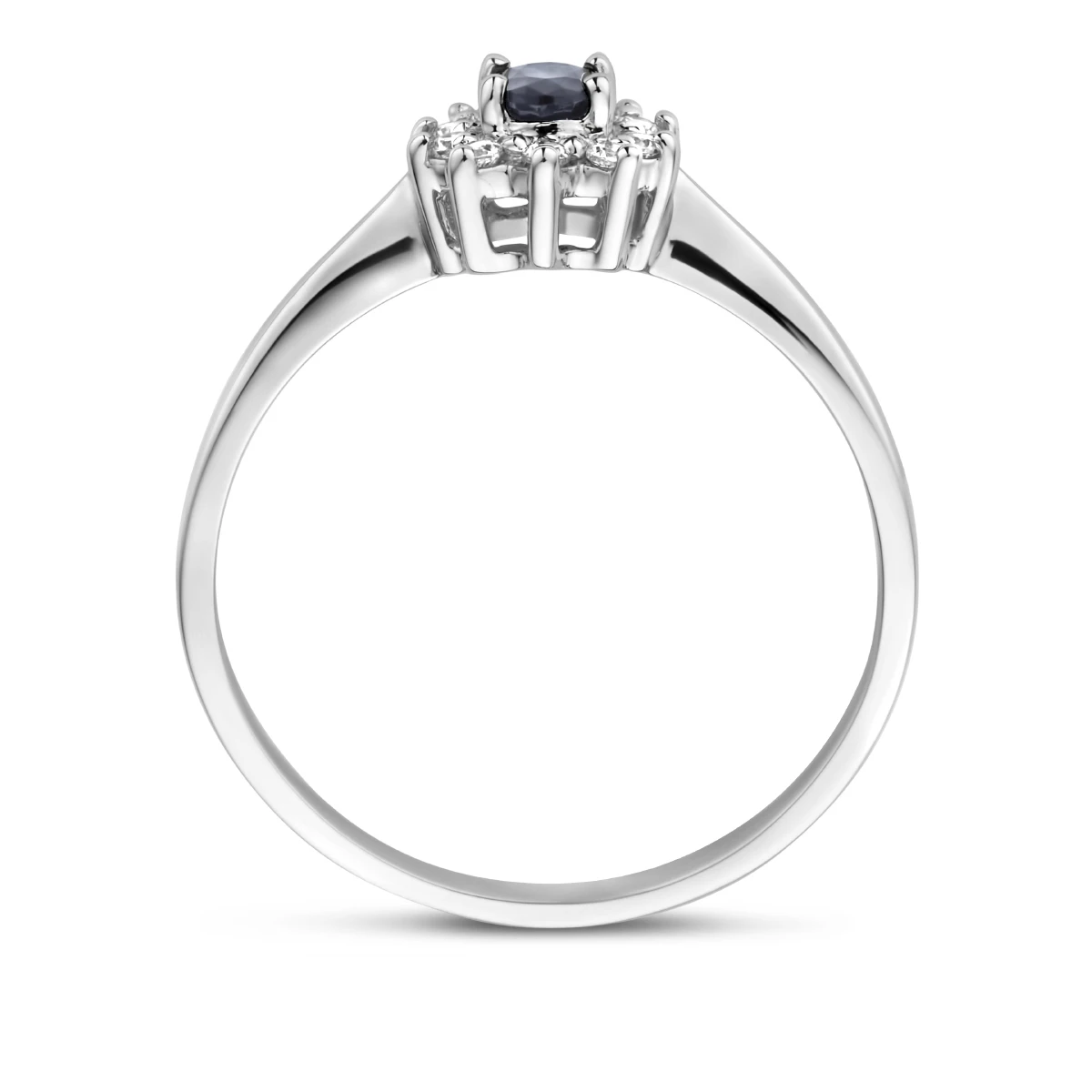 ring saffier en diamant 0.08ct h p1 14K witgoud