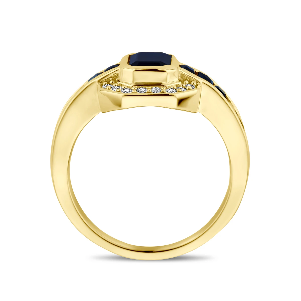 ring saffier en diamant 0.20ct h si 14K geelgoud