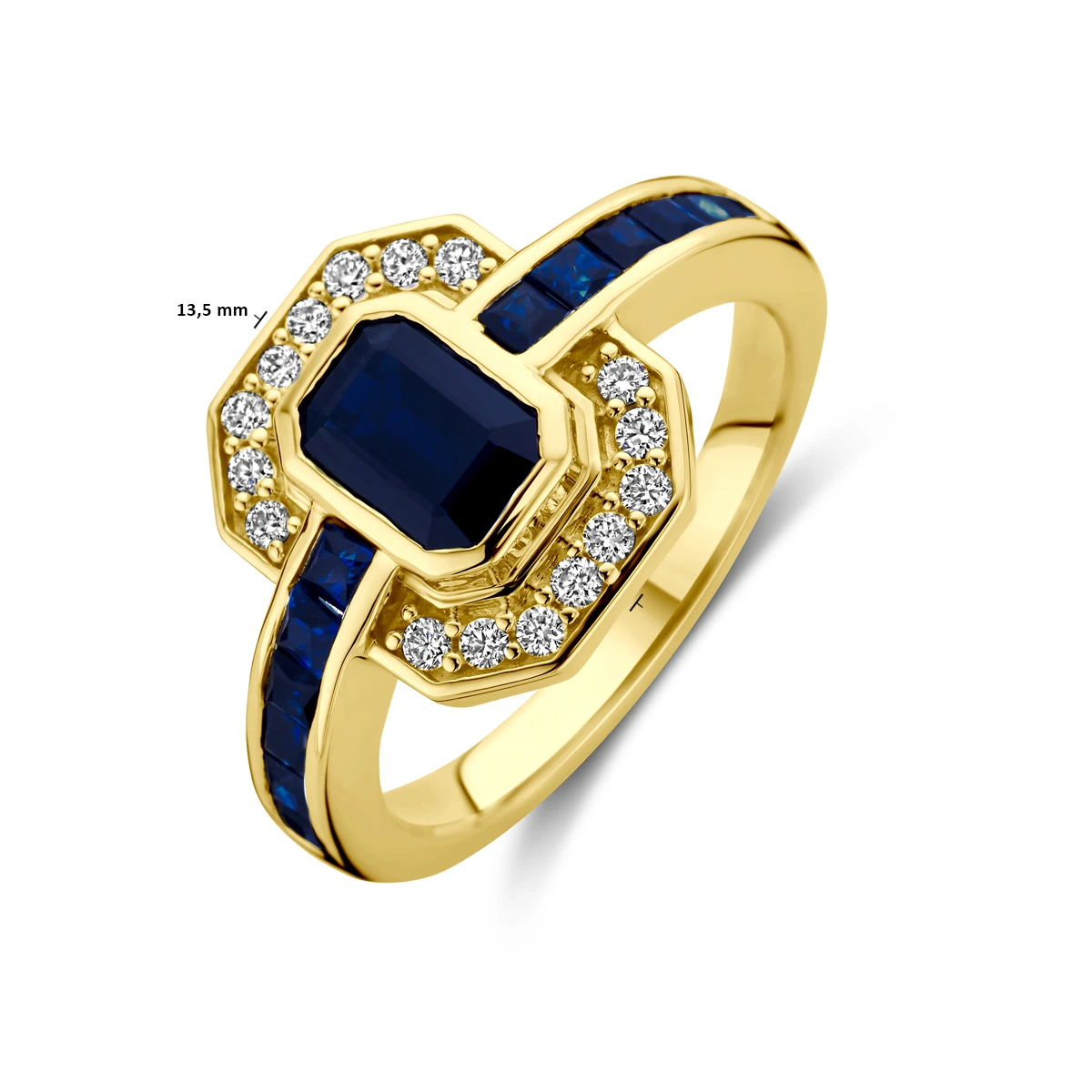 ring saffier en diamant 0.20ct h si 14K geelgoud