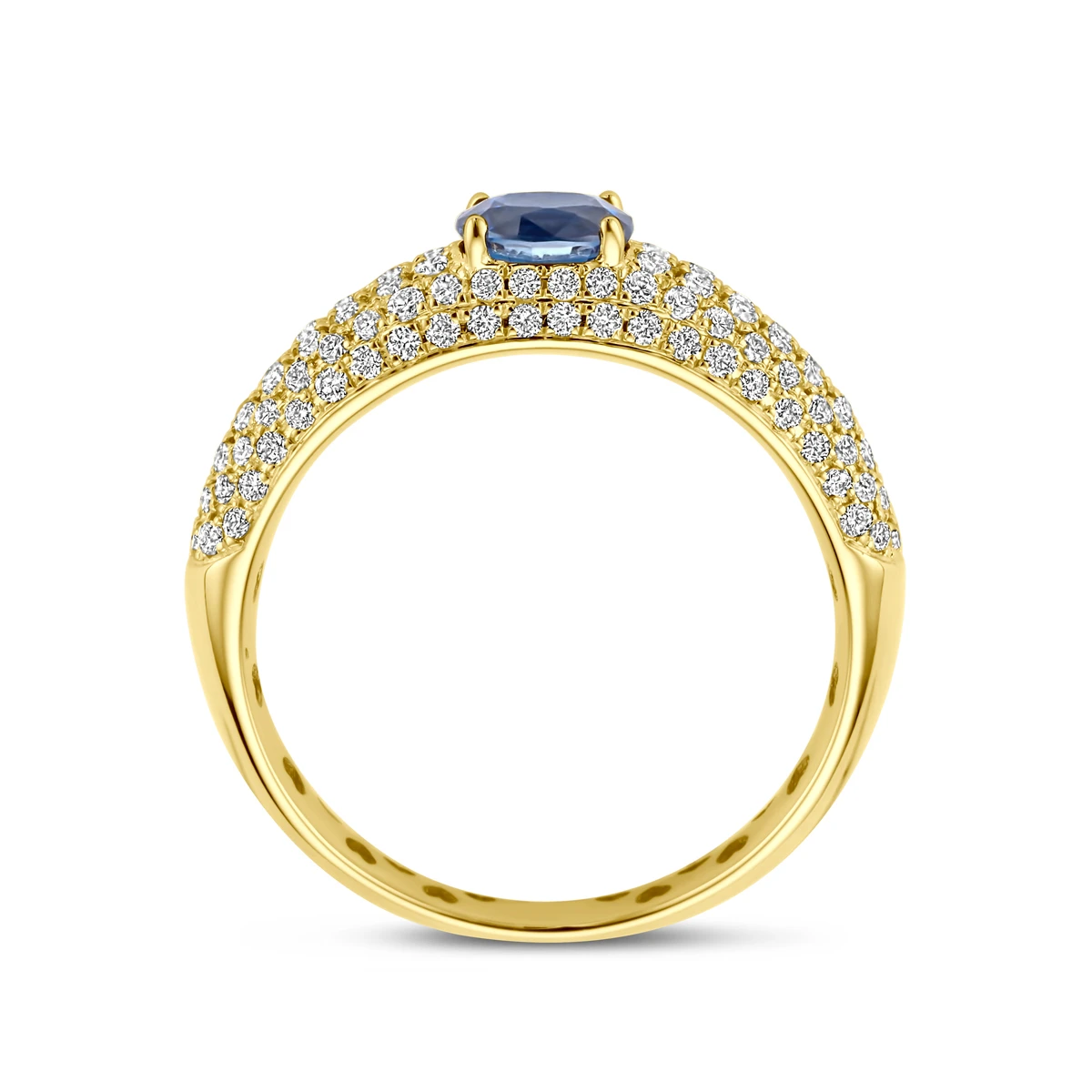 ring saffier en diamant 0.65ct h si 14K geelgoud