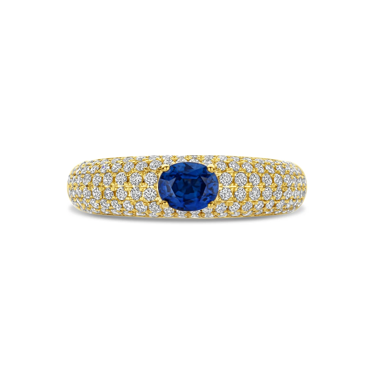 ring saffier en diamant 0.65ct h si 14K geelgoud
