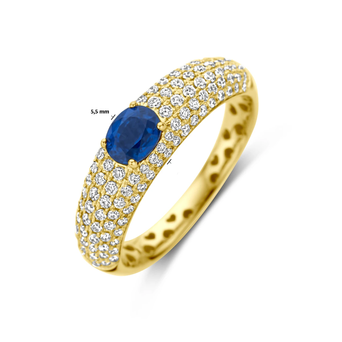 ring saffier en diamant 0.65ct h si 14K geelgoud