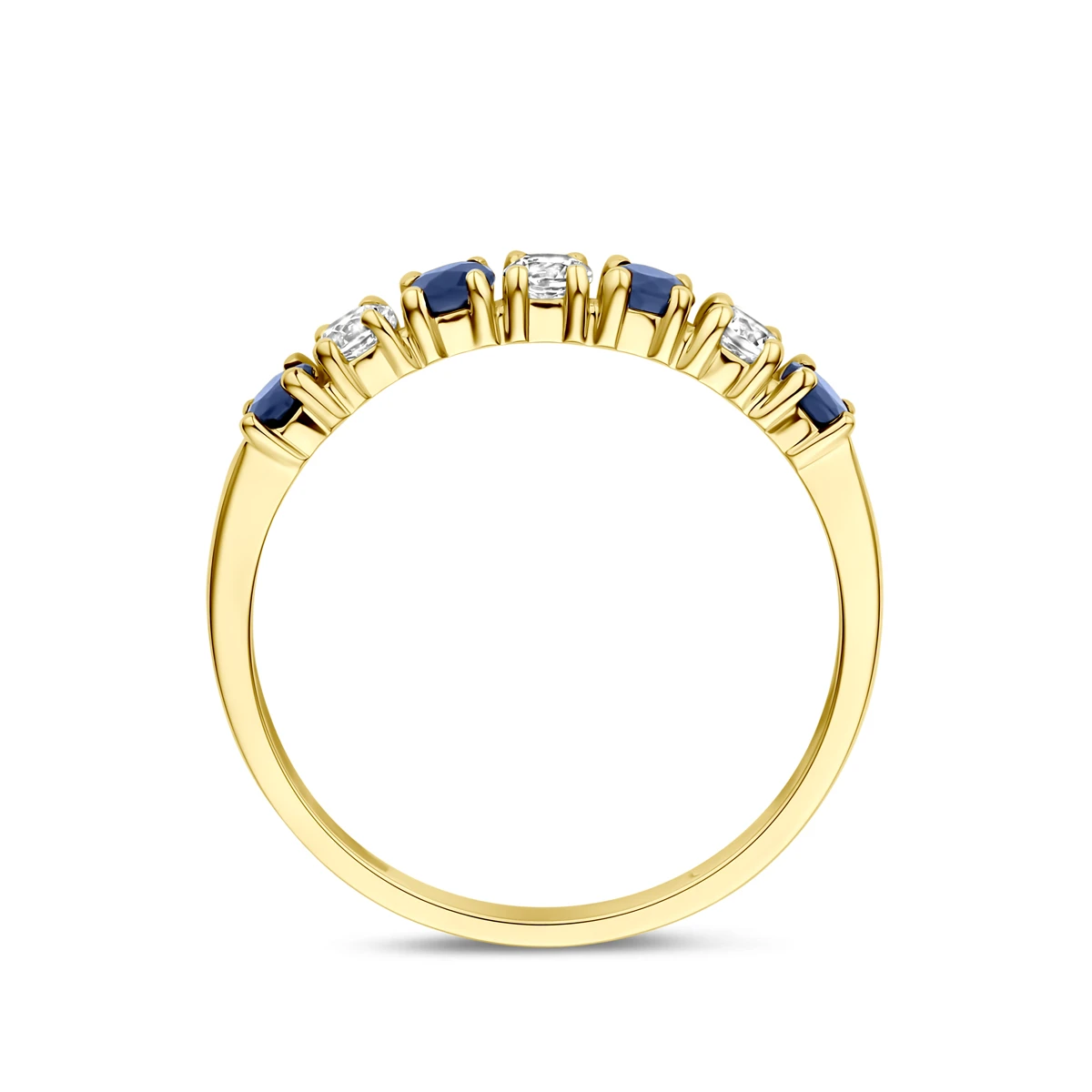 ring saffier en zirkonia 14K geelgoud