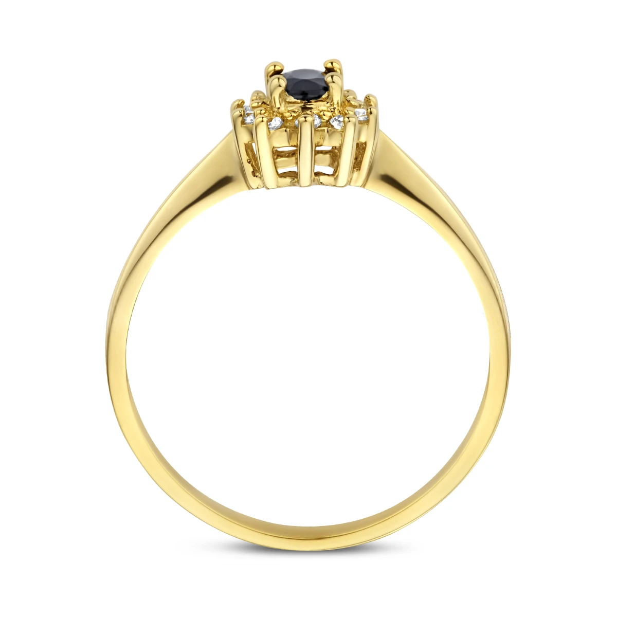 ring saffier en zirkonia halo 14K geelgoud