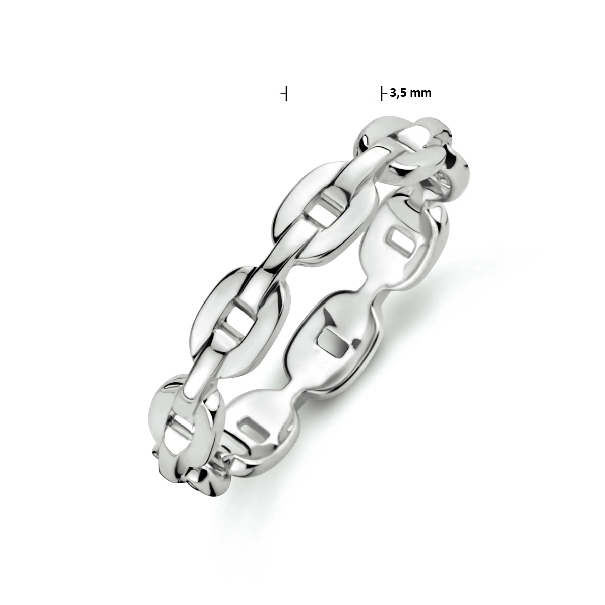 ring schakel zilver gerhodineerd