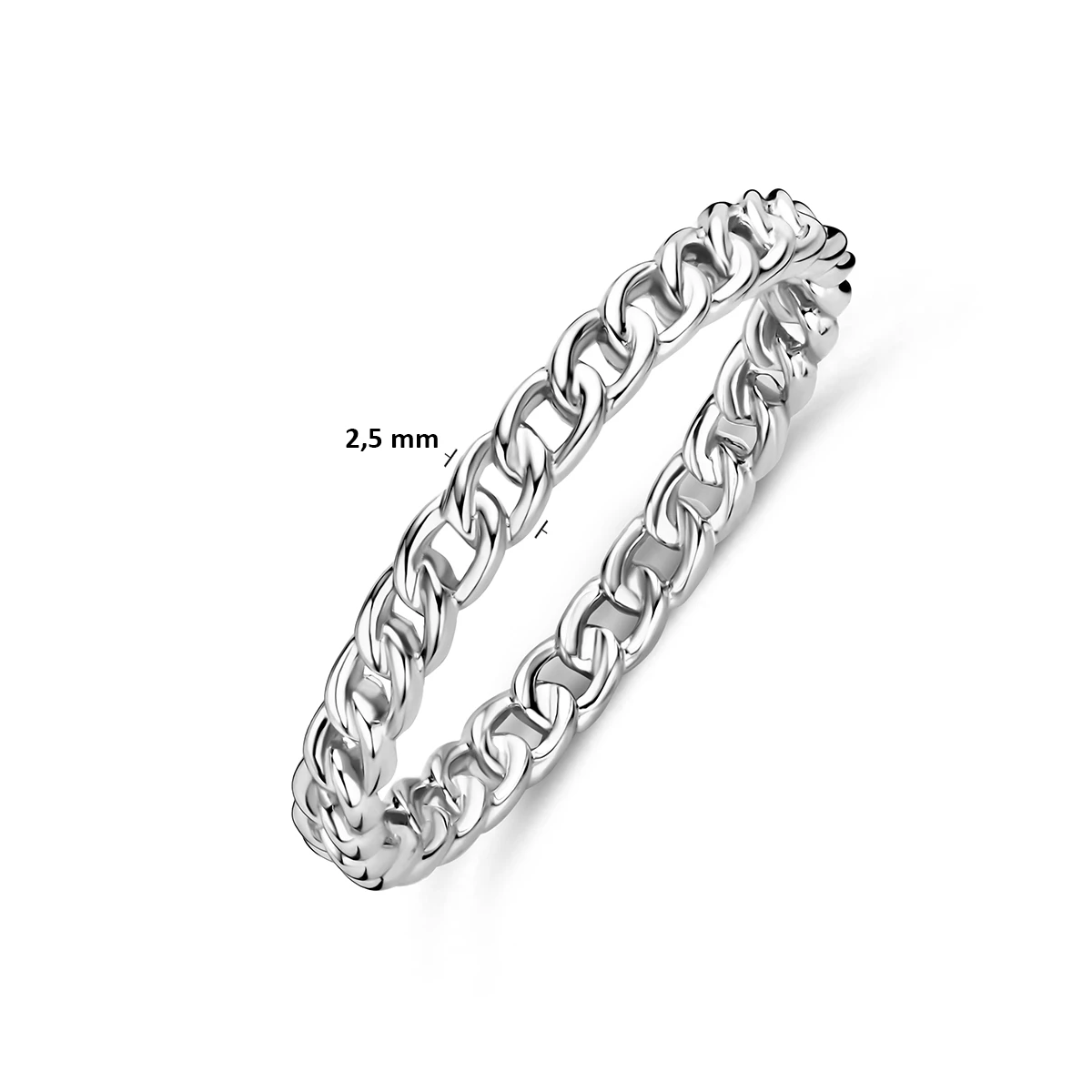 ring schakel zilver gerhodineerd